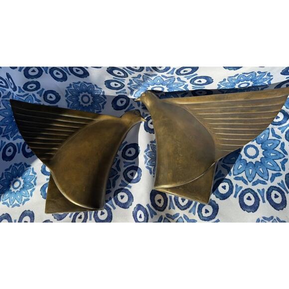 Art Deco Set 2 Vintage pair Dolby Cashier Brass Bird Bookends Korea Heavy - Picture 12 of 14